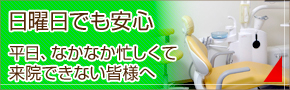 日曜日でも安心　平日、なかなか忙しくて来院できない皆様へ